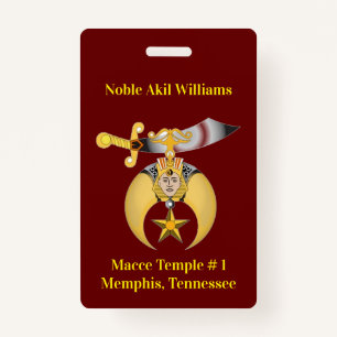Two Sided Shriners ID Badge