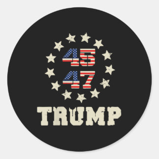 (two Sided) Trump 2025 Qr 45_47 Funny Trump Dancin Classic Round Sticker