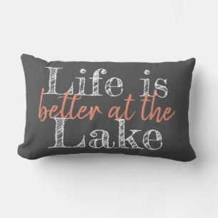 two-sided unique LIFE IS BETTER AT THE LAKE Lumbar Cushion