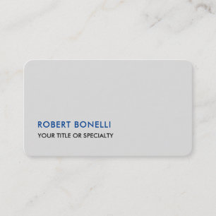 Two Sided Unique Modern Platinum Grey Minimalist Business Card