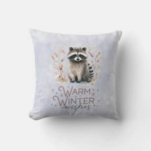 Two Sided - Winter Snow - Racoon and Squirrel Cushion