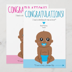 Two Sides Baby Gender Reveal Ethnic Congrats Card