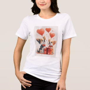 Two-sides Cute Dog Couple T-Shirt – Sweet Tri-Blend Shirt