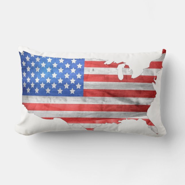 Two sides Designs with Patriotic American flag  Lumbar Cushion (Front)