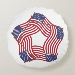 Two sides Designs with Patriotic American flag  Round Cushion