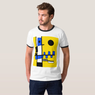 Two Sides Of Ethnicity Yellow Blue Black White T-Shirt