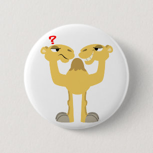 Two sides of the Same Cartoon Camel Button Badge
