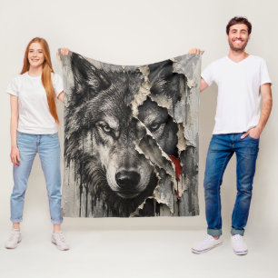Two Sides of the Same Wolf Fleece Blanket