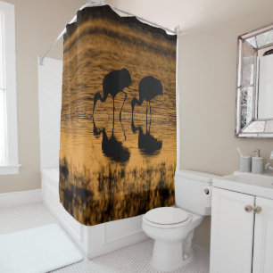 Two Silhouetted Cranes Shower Curtain