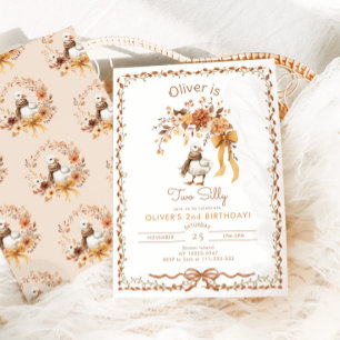 Two Silly Fall Goose Boy 2nd Birthday Invitation