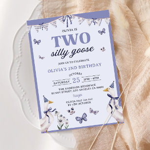 Two Silly Goose 2nd Birthday Party Invitation