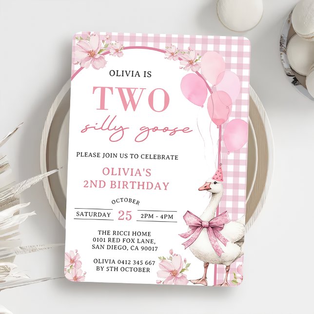 Two Silly Goose 2nd Birthday Party Invitation (Creator Uploaded)