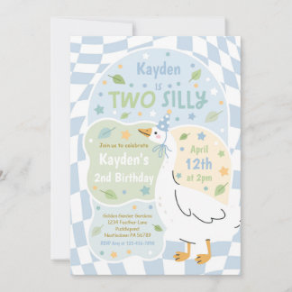 Two Silly Goose 2nd Birthday Party Spring Birthday Invitation