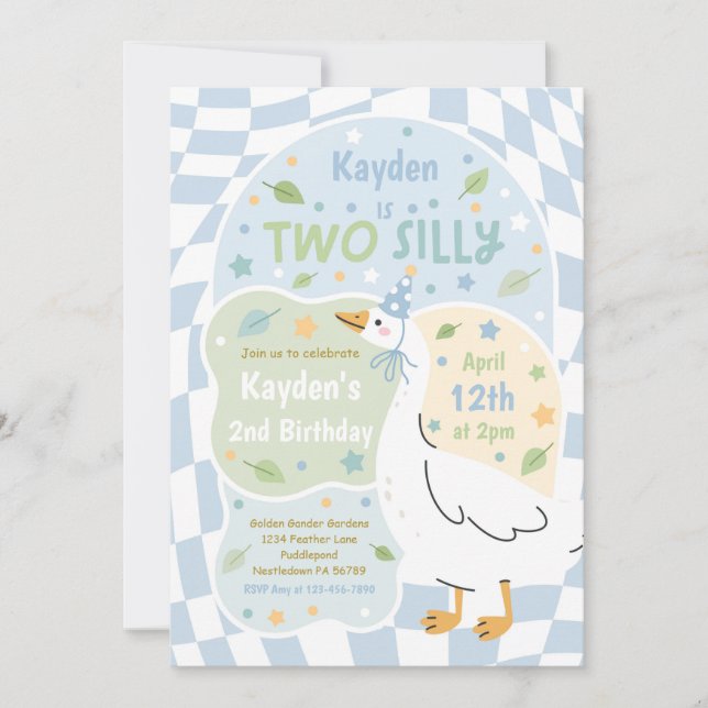 Two Silly Goose 2nd Birthday Party Spring Birthday Invitation (Front)