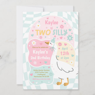 Two Silly Goose 2nd Birthday Party Spring Birthday Invitation