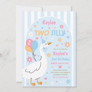 Two Silly Goose 2nd Birthday Party Spring Birthday Invitation