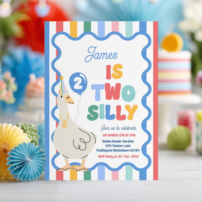 Two Silly Goose 2nd Birthday Party Spring Birthday Invitation (Creator Uploaded)