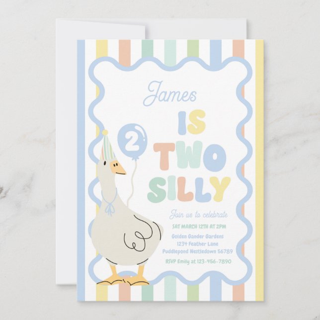 Two Silly Goose 2nd Birthday Party Spring Birthday Invitation (Front)