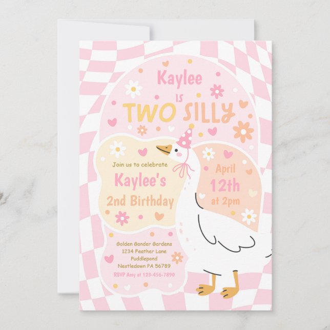 Two Silly Goose 2nd Birthday Party Spring Birthday Invitation (Front)