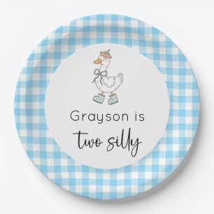 Two Silly Goose Blue Birthday Paper Plate