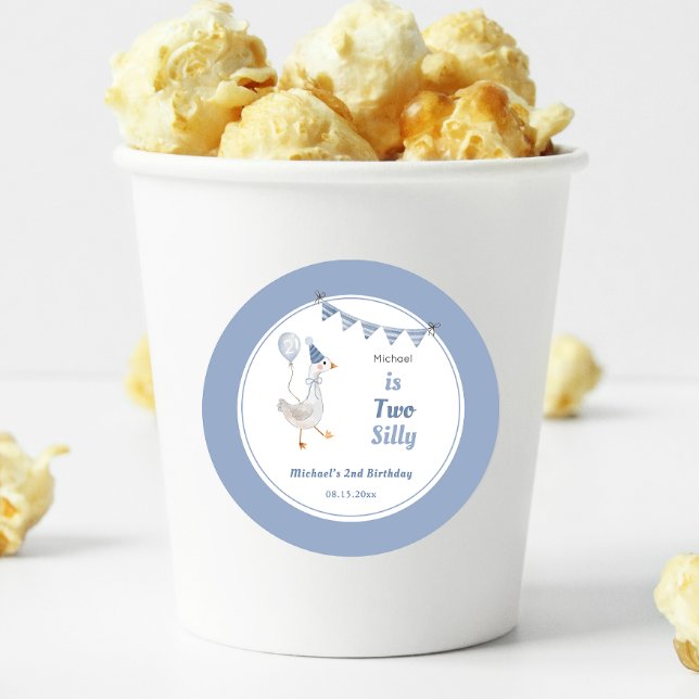 Two Silly Goose Blue Boy 2nd Birthday Classic Round Sticker (Creator Uploaded)