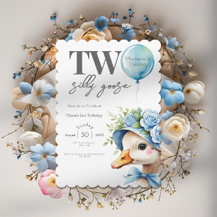 Two Silly Goose Boy 2nd Birthday  Invitation