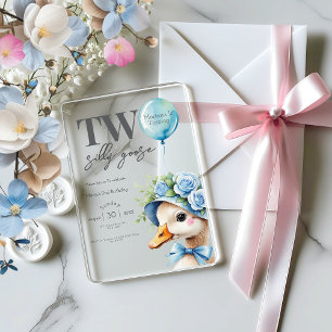 Two Silly Goose Boy 2nd Birthday  Invitation