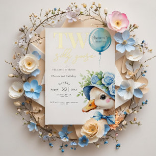 Two Silly Goose Boy 2nd Birthday  Invitation