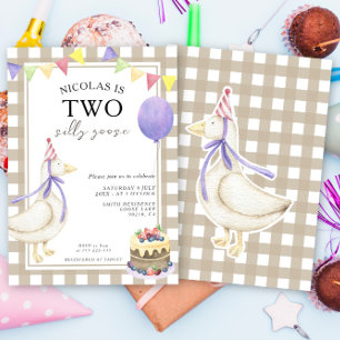 Two Silly Goose Gender Neutral Birthday  Invitation