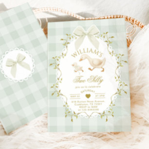 Two Silly Goose Gender Neutral Sage 2nd Birthday Invitation