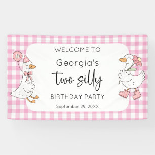 Two Silly Goose Pink 2nd Birthday Welcome Banner