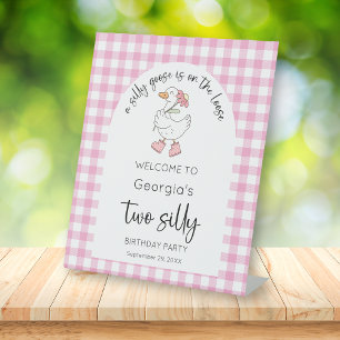 Two Silly Goose Pink 2nd Birthday Welcome Sign