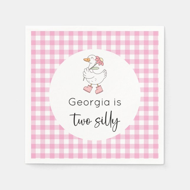 Two Silly Goose Pink Birthday Napkin (Front)