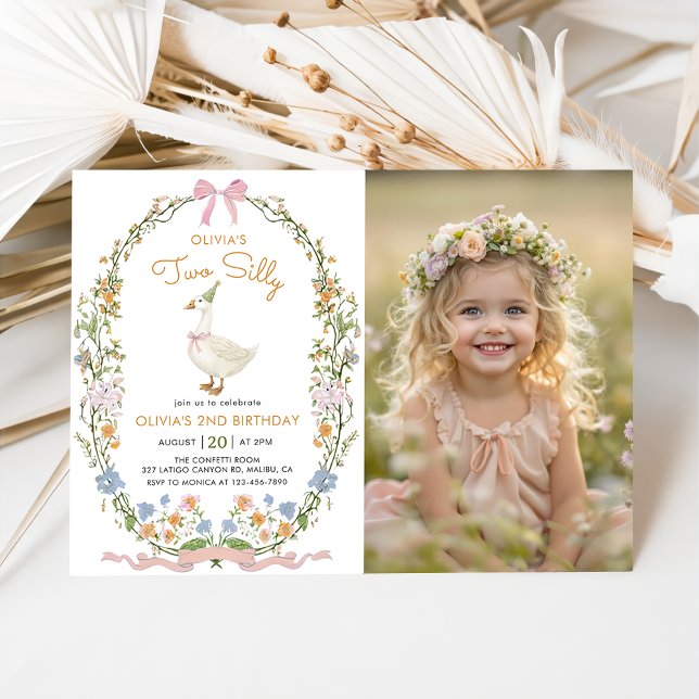 Two Silly Goose Wildflower 2nd Birthday Photo Invitation (Creator Uploaded)