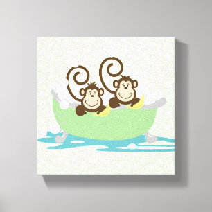 Two Silly Monkeys in a Tub Canvas Art Print