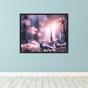 Two Silver Foxes Canvas Print