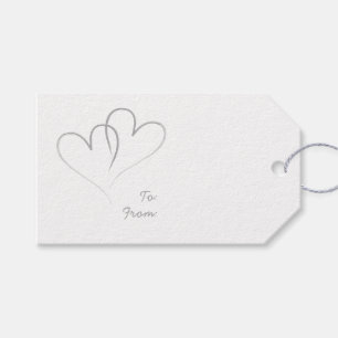Two Silver Hearts intertwined Gift Tags