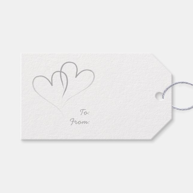 Two Silver Hearts intertwined Gift Tags (Front (Horizontal))