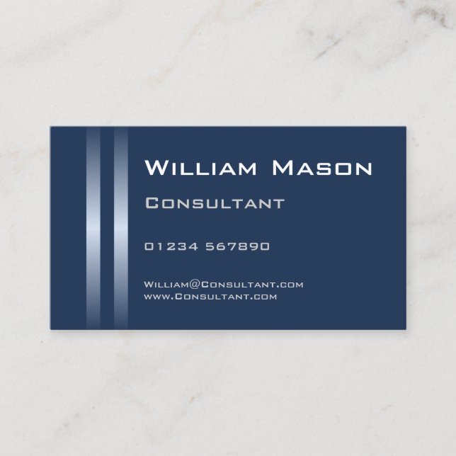 Two Silver Stripes Blue Business Card (Front)