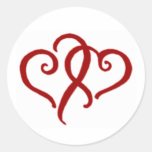 Two Simple Red Hearts Classic Round Sticker