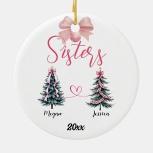 Two Sisters Christmas Tree With Custom Names Ceramic Tree Decoration