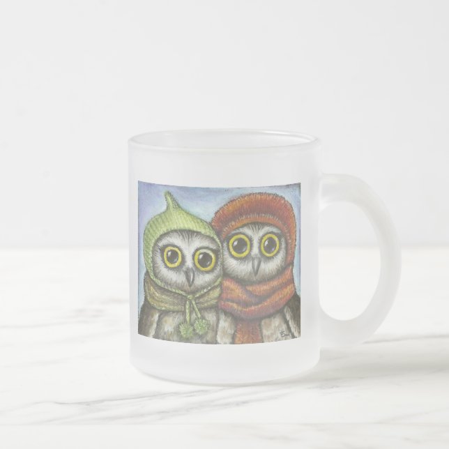 Two sisters frosted glass coffee mug (Right)