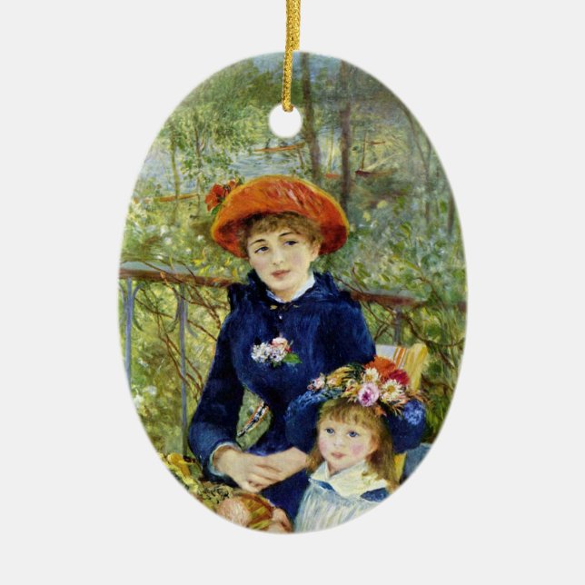 Two Sisters (On the Terrace) By Pierre Renoir Ceramic Tree Decoration (Front)