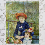 Two Sisters (On the Terrace) By Pierre Renoir Jigsaw Puzzle<br><div class="desc">Two Sisters (On the Terrace) (1881) by Pierre Renoir is a vintage impressionism fine art family portrait painting. Two girls are sitting outside on a balcony wearing fancy hats. They have a basket of fresh picked flowers from the garden. About the artist: Pierre-Auguste Renoir (1841-1919) was a leading painter in...</div>