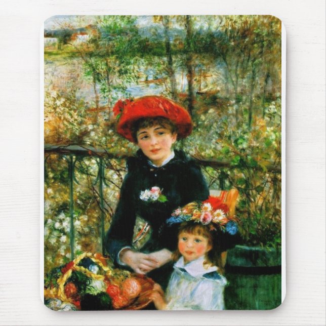 Two Sisters On the Terrace by Renoir Mouse Mat (Front)
