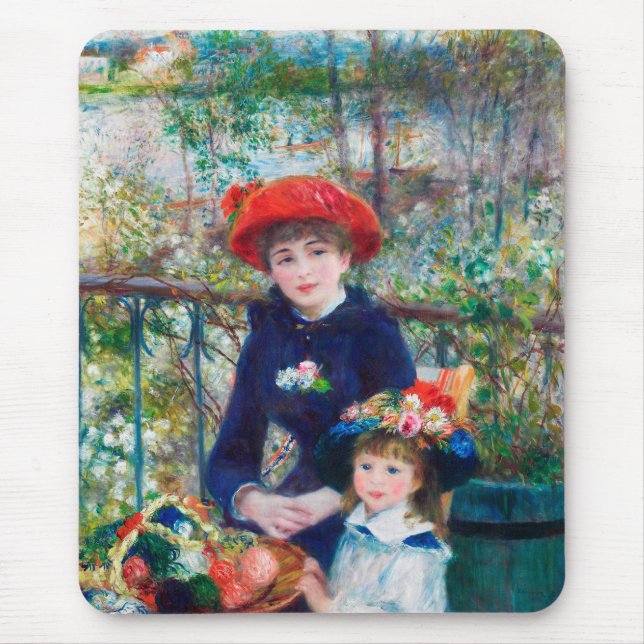 Two Sisters (On the Terrace) Pierre Auguste Renoir Mouse Mat (Front)