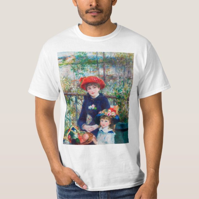 Two Sisters (On the Terrace) Pierre Auguste Renoir T-Shirt (Front)