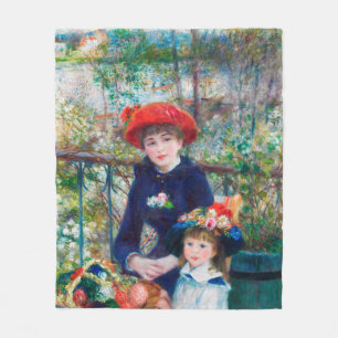 Two Sisters - Renoir Impressionist Painting Fleece Blanket