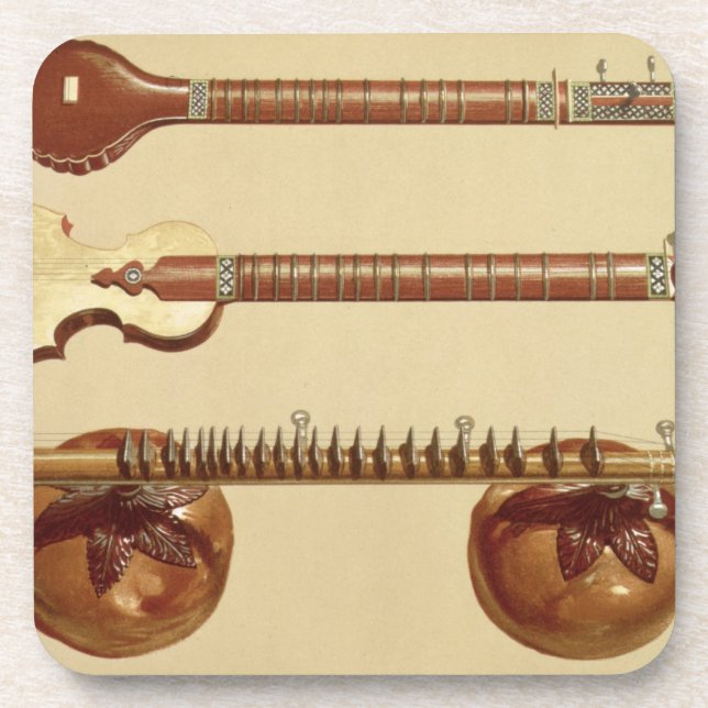 Two sitars and a rudra vina, Indian, from 'Musical Coaster (Front)