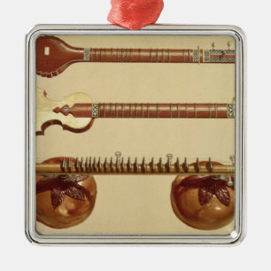 Two sitars and a rudra vina, Indian, from 'Musical Metal Tree Decoration